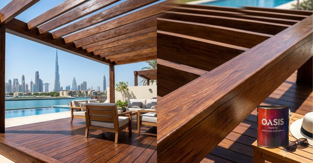 Stop Peeling Wood! Premium Exterior UV Wood Finish & Primer in Dubai | Oasis Paints