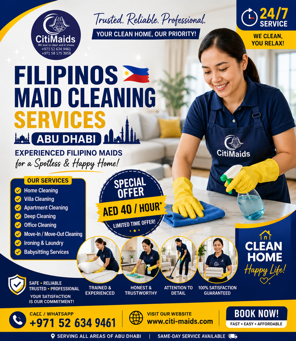 Filipinos maid cleaning services in Abu Dhabi
