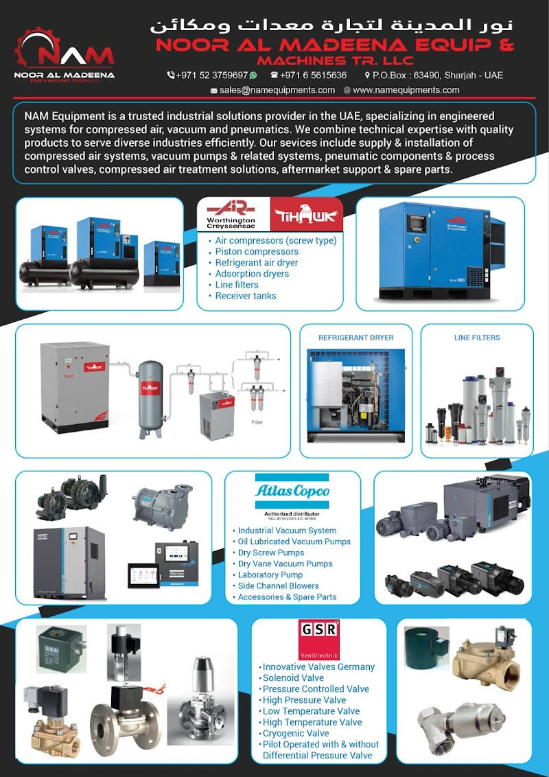 Noor Al Madeena Equip & Machines Tr LLC — Pumps Valves Fittings in Sharjah, Al Nahda